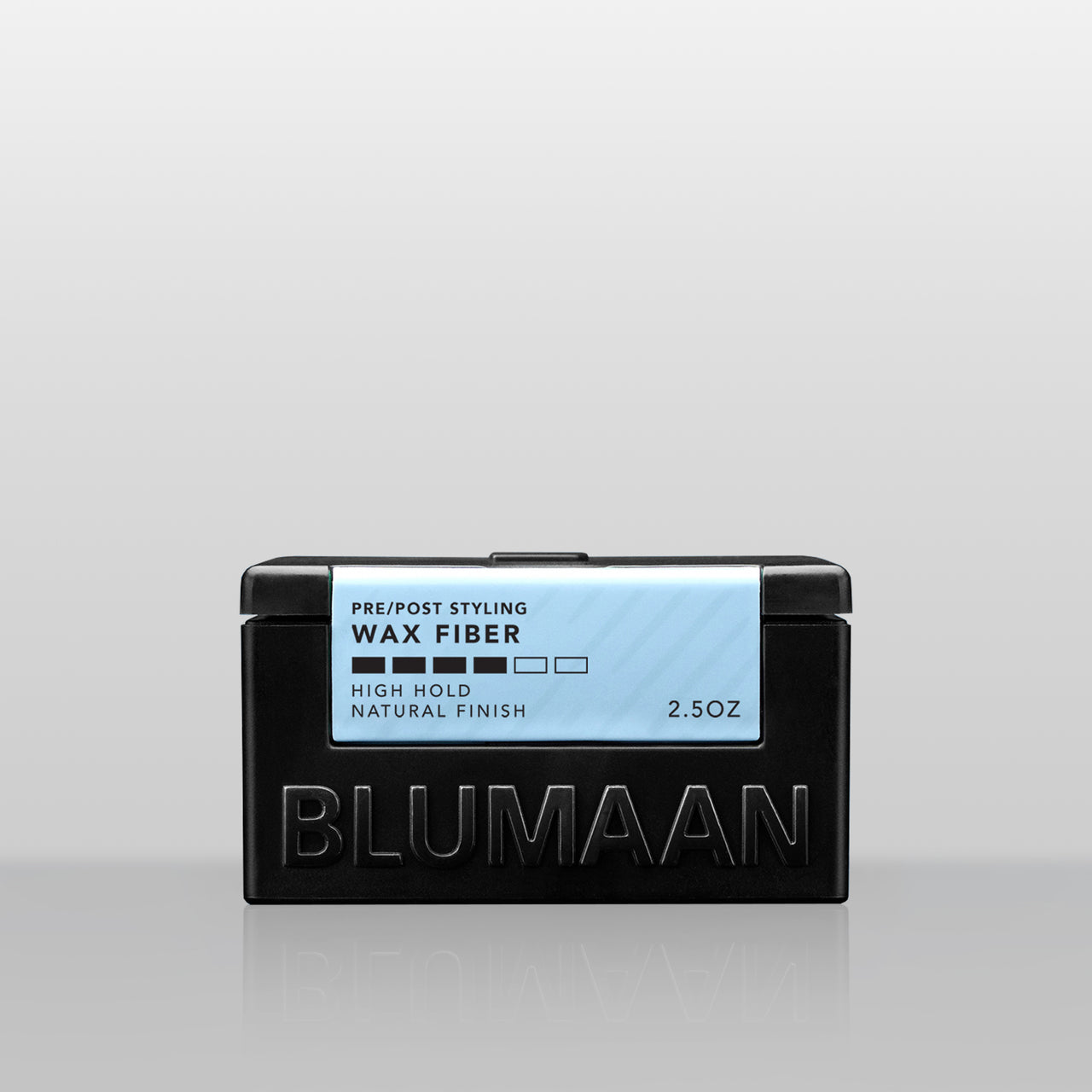 BLUMAAN Wax Fiber styling wax in sleek matte black jar on clean white background